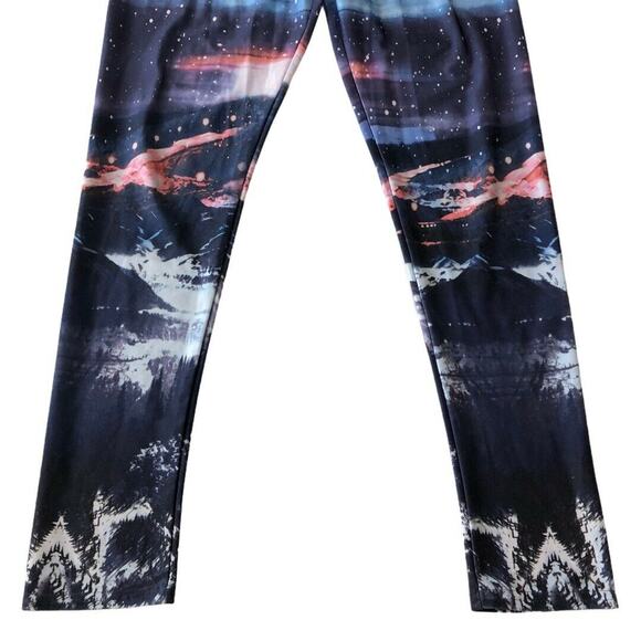 American Eagle Womens Size Medium High Rise Leggings Galaxy Print Stretch Yoga - Picture 4 of 6